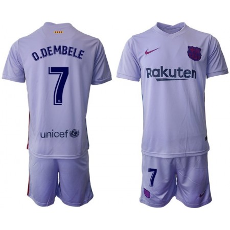 Billiga Fotbollströjor FC Barcelona O.Dembele 7 Barn Borta tröja 2021/22 Kortärmad